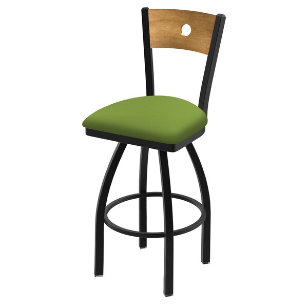 25" Swivel Counter Stool, Black Wrinkle, Med Back, Canter Kiwi Green Seat